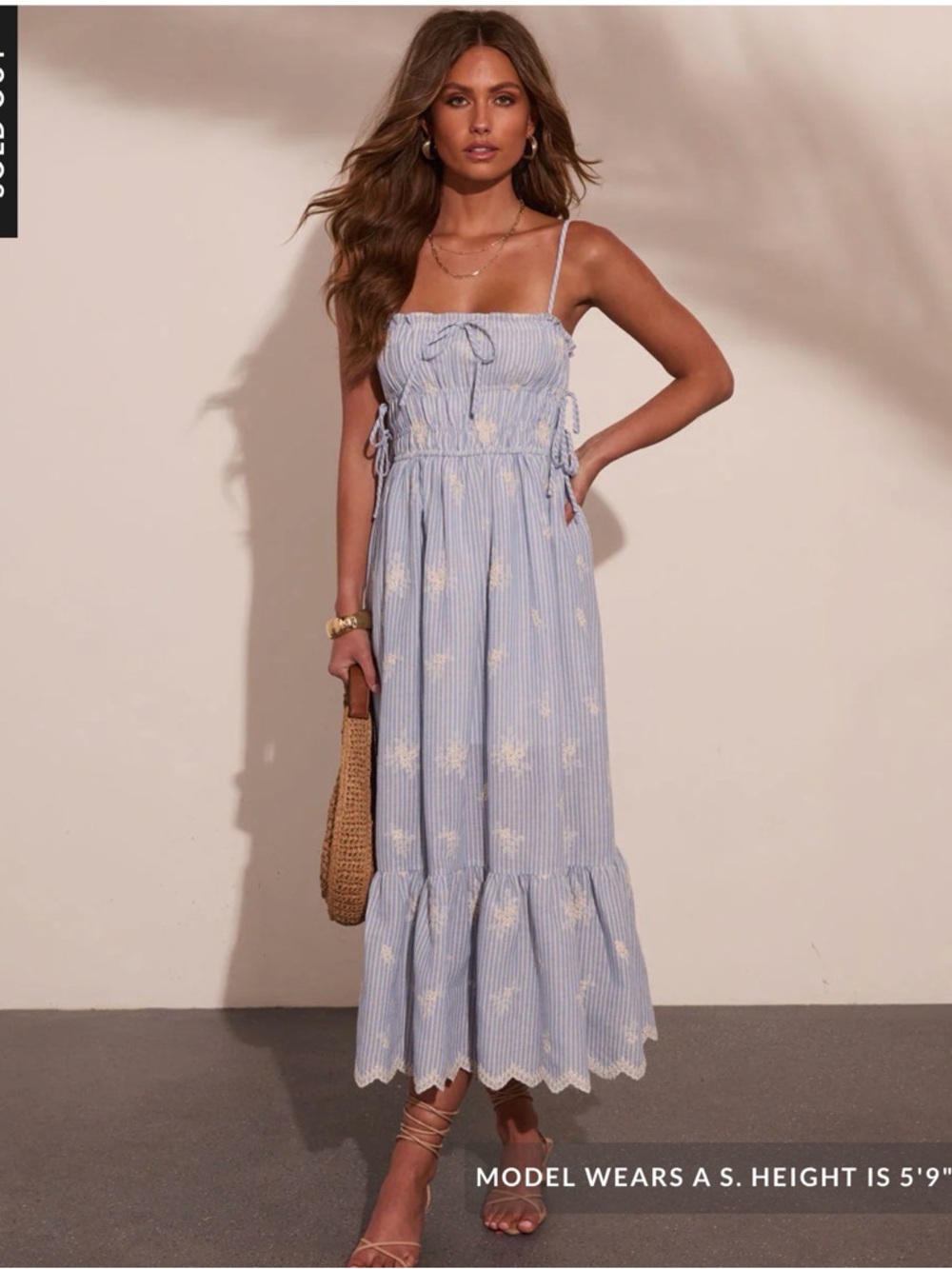 Vici Light Blue & White Striped Floral Maxi Dress